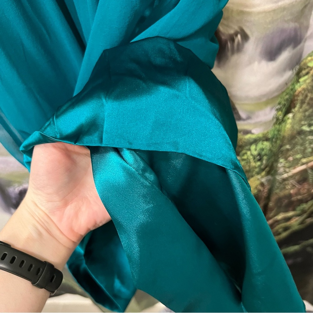 Silk Laundry by Design Teal Cocktail Dress Y2K size 10 blue green - Picture 5 of 13